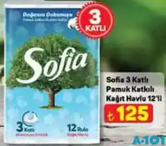 SOFİA 3 KATLI PAMUK KATKILI KAĞIT HAVLU 12'Lİ SOFİA 3 KATLI PAMUK KATKILI KAĞIT HAVLU 12'Lİ